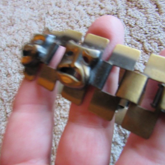 Vintage Handmade Bronze Metal Tragedy and Comedy Bracelet - Picture 5 of 6